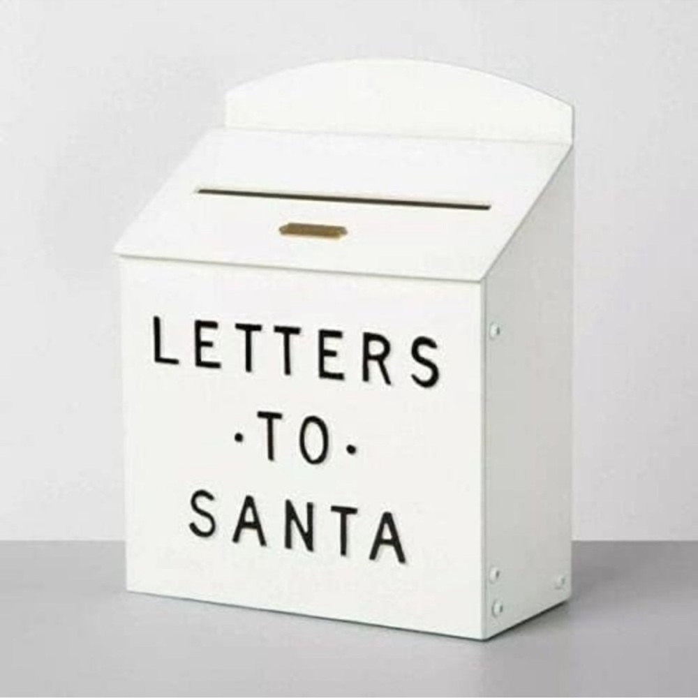 Hearth and Hand Magnolia White Letters to Santa Mail Box Christmas Metal Mailbox